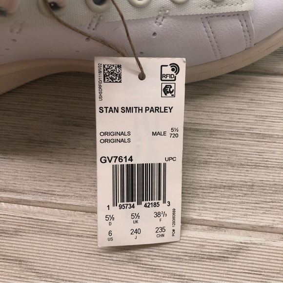 adidas Stan Smith Parley White Black shoes GV7614 US 6 - Picture 6 of 8